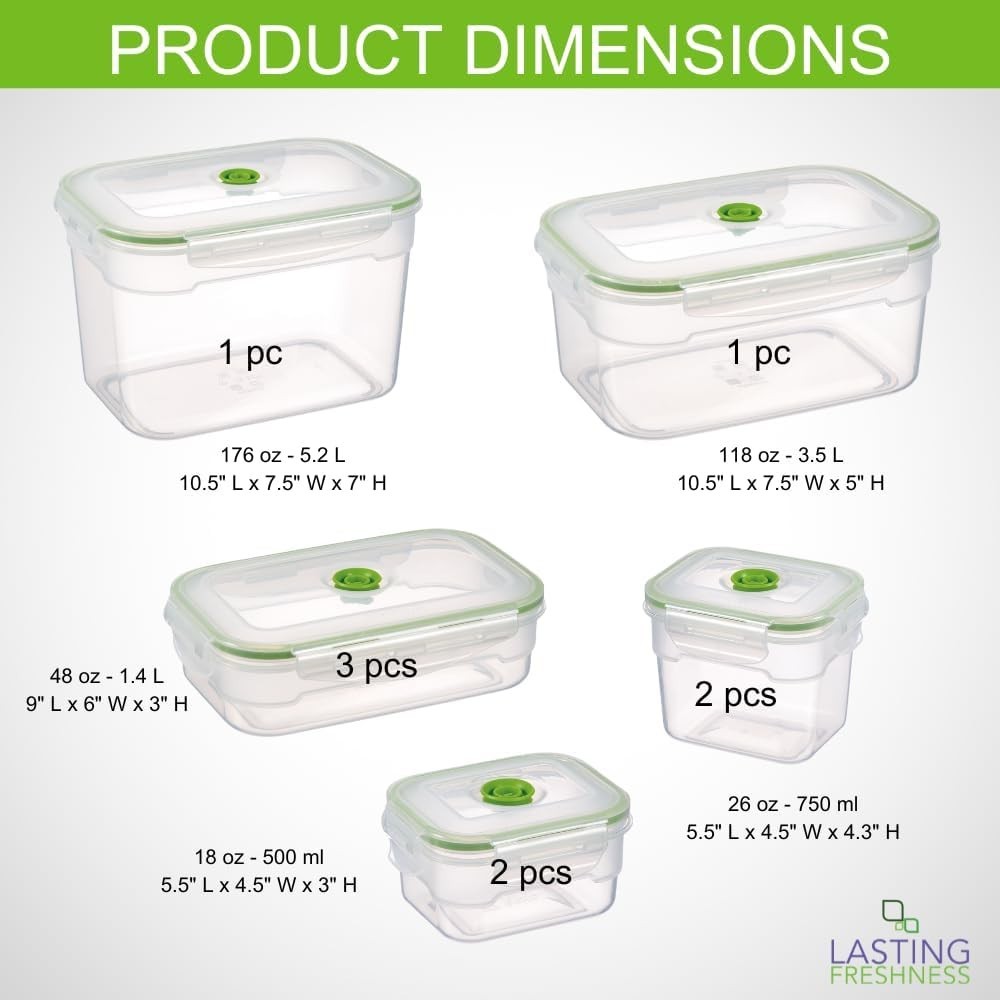 Stackable Vacuum-Sealed Food Storage Containers – 19pcs, Keep Food Fresh & Tasty