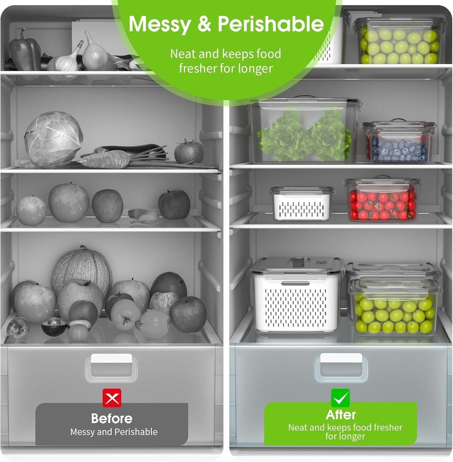 Fruit Storage Containers for Fridge – 5 Size Berry Containers for Fridge Keep…