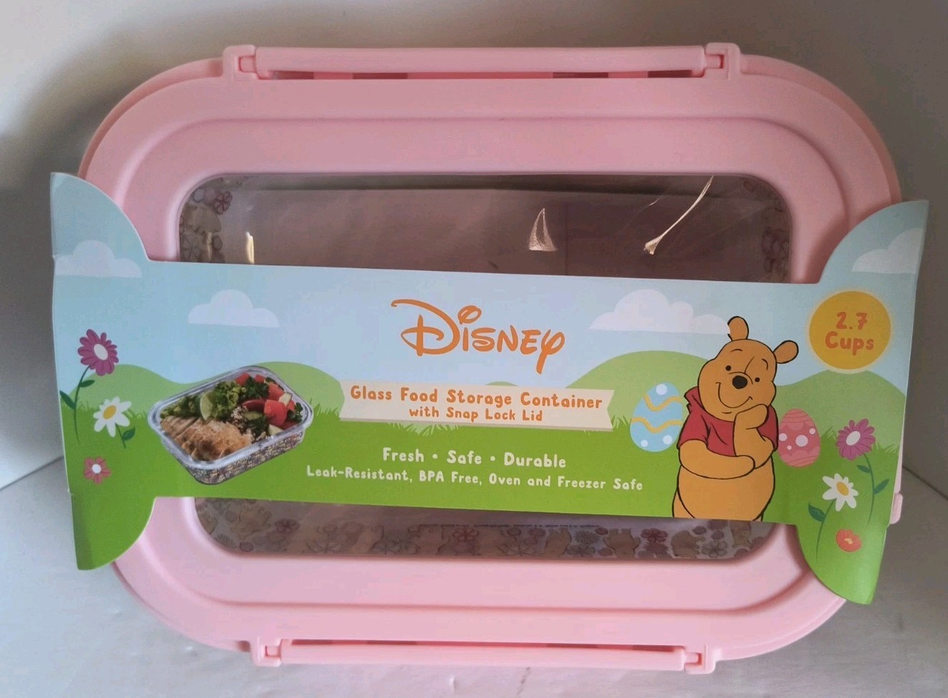 Disney Winnie the Pooh Glass Food Storage Container with Snap Lid (2-7 Cups) NEW