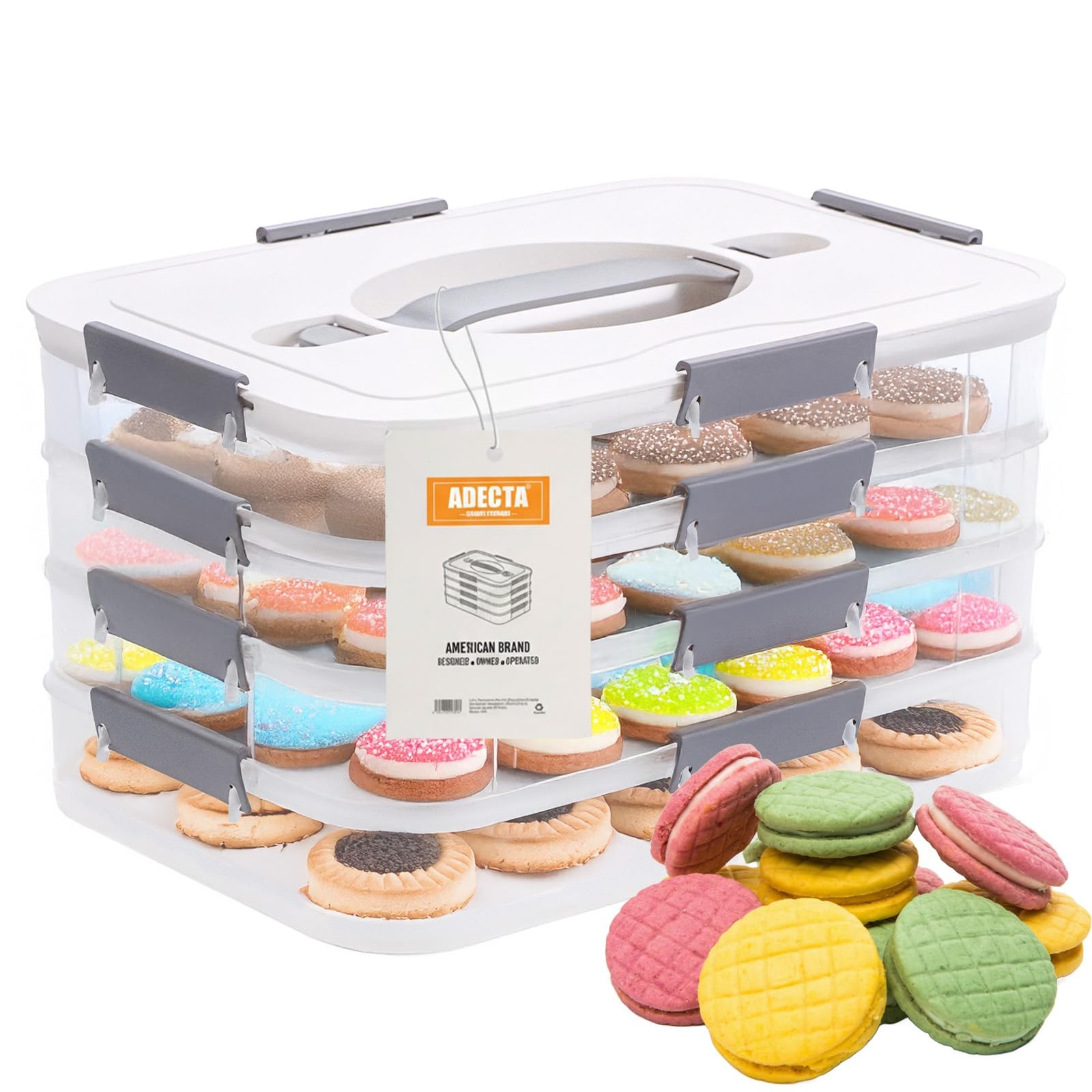 Cookie Storage Containers 4-Layer Stackable with Lids & Handle | BPA-Cookie S…