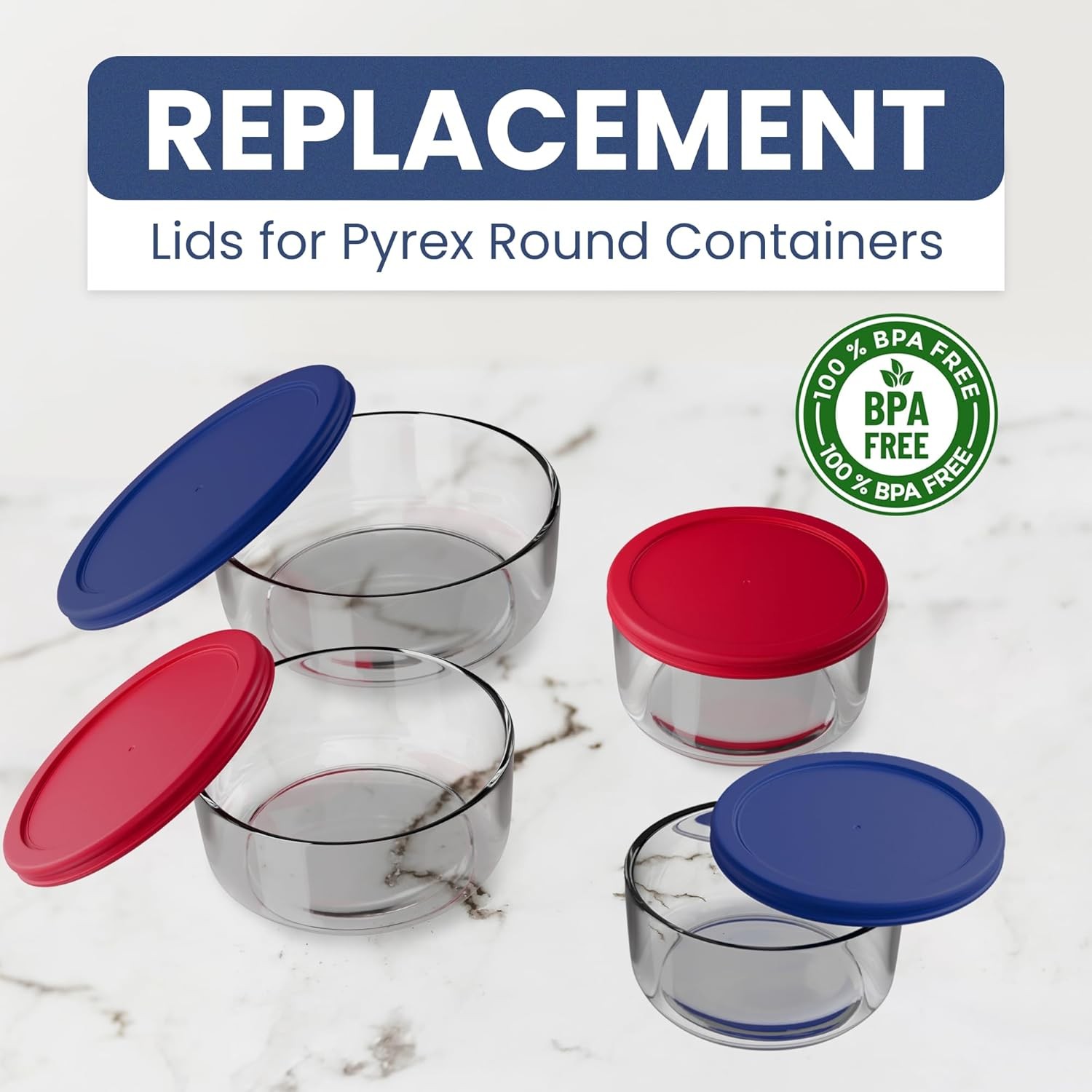 Replacement Lids Pyrex Glass Food Storage Containers Round 2 7202-PC 1 Cup 3