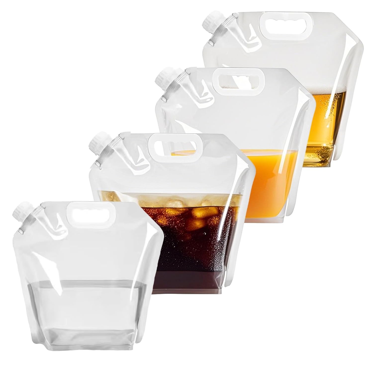 4 Pack Collapsible Water Jugs, 1.3/2.6 Gallon – BPA Free Clear Plastic Water Bag