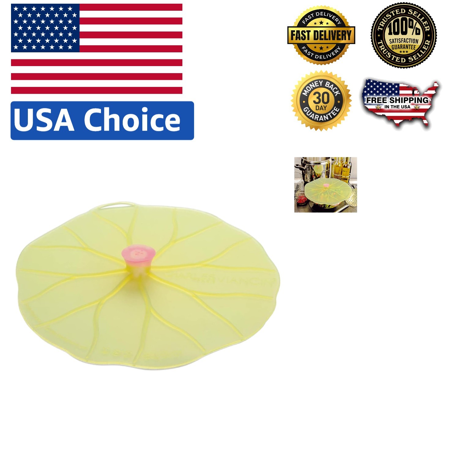 Elegant 8” Lilypad Silicone Lid – Airtight Food Storage, Microwave & Oven Safe