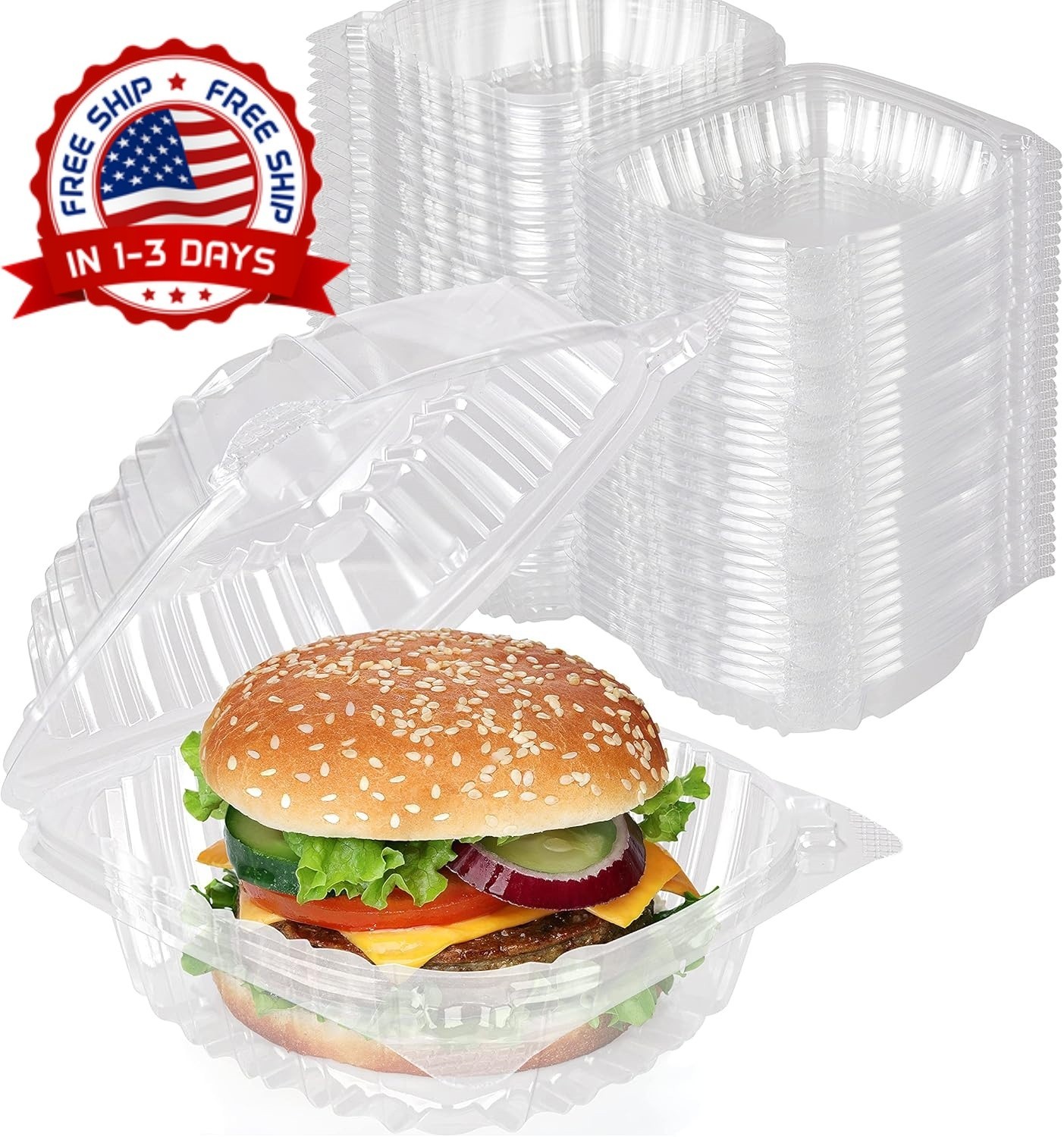 Bandeja De Plastico Para Llevar De 5X5 Pulgadas Contenedores De Pan Con Bisagras