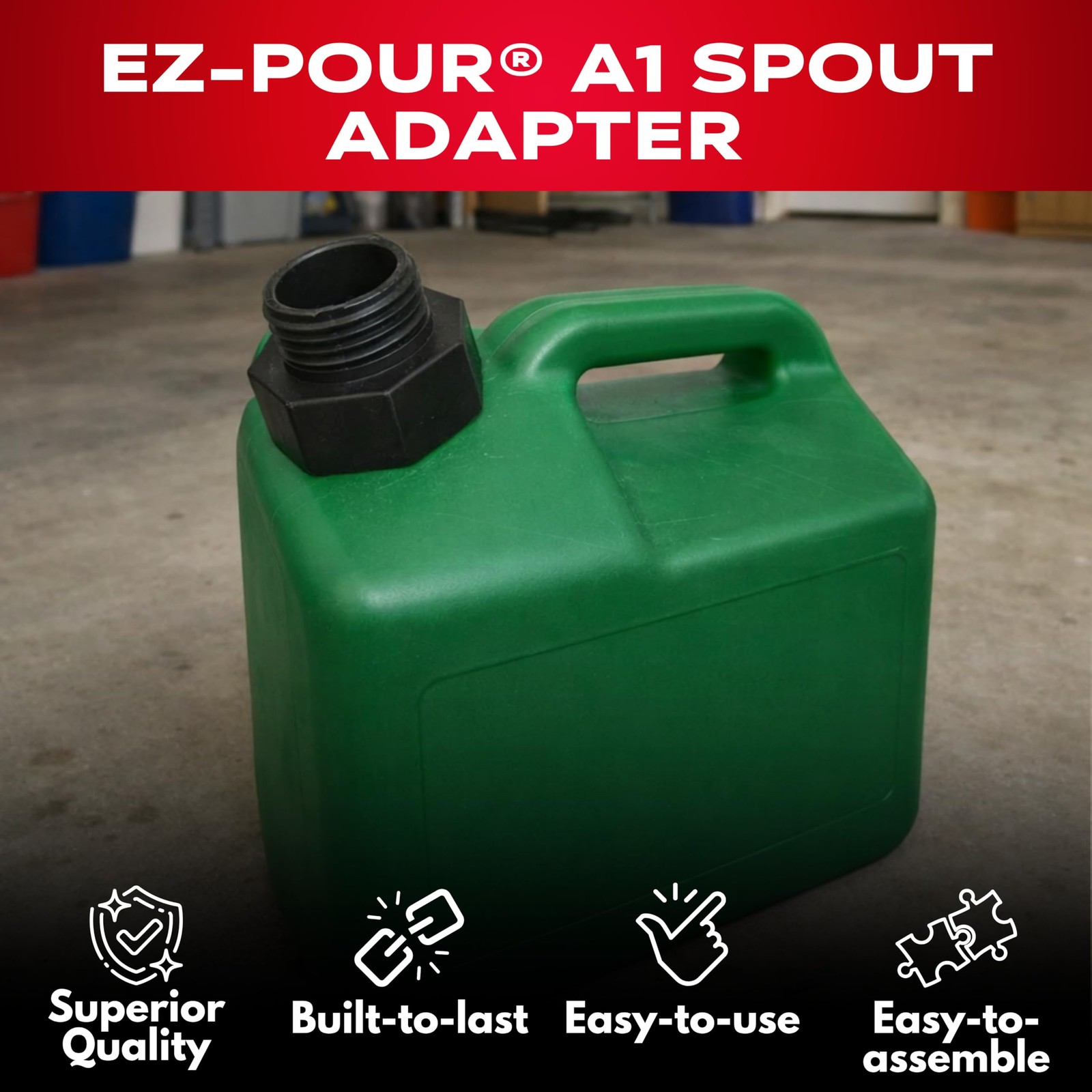 EZ-Pour Spout Kit A1 Adapter Set (Pack of 1), Universal Container Spout Replacem