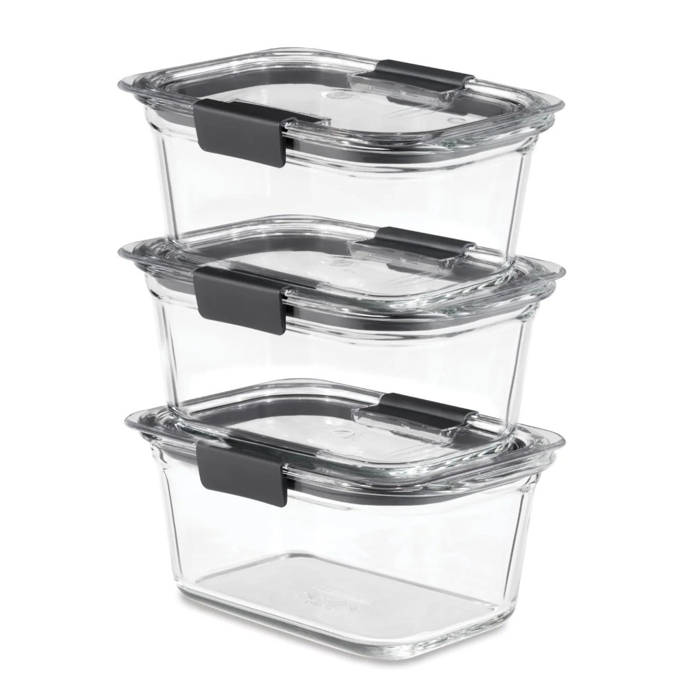 Brilliance 3-Pack Glass Food Storage Containers, 4.7-Cup, Leak Proof