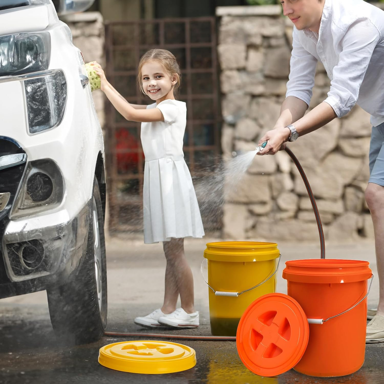 3 Pieces 5 Gallon Bucket Lids, 12 Inch Plastic Screw Top Seal Lids, Leak-Proof R