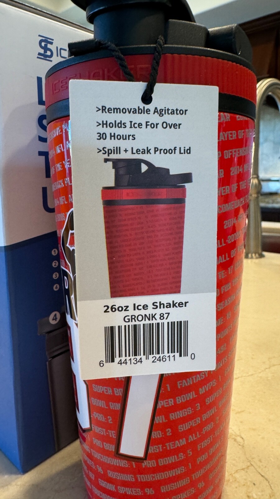 Autographed Ice Shaker 26 Oz. Red Gronk 87 Flex Bottle Limited Edition NEW