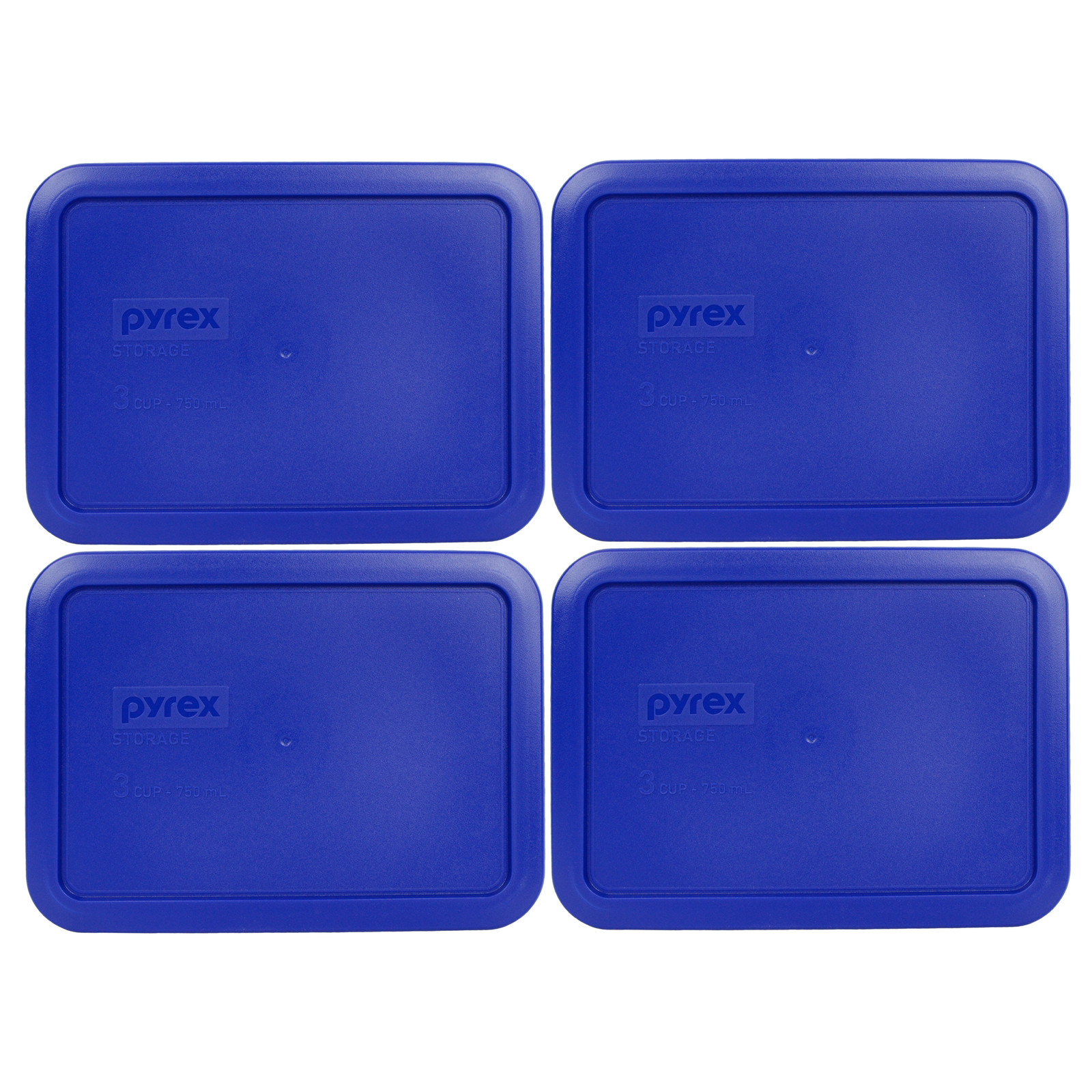 Pyrex 7210-PC 3-Cup Cadet Blue Plastic Food Storage Replacement Lid (4-Pack)