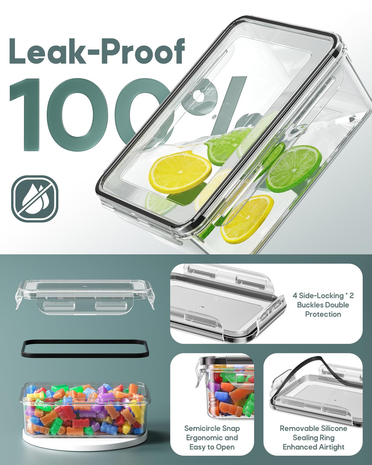 60~Piece Airtight Food Storage Containers Set, BPA~Free, Microwave Safe