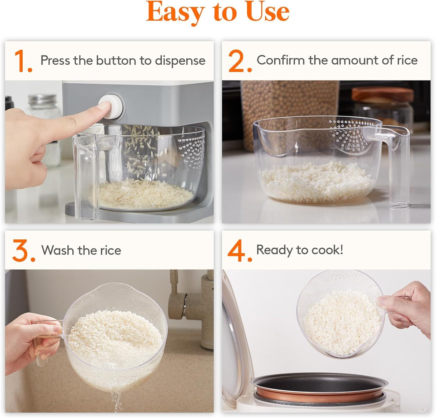 “Lifewit Rice Dispenser 25lbs, Sealed Moisture-Proof, BPA-Free”