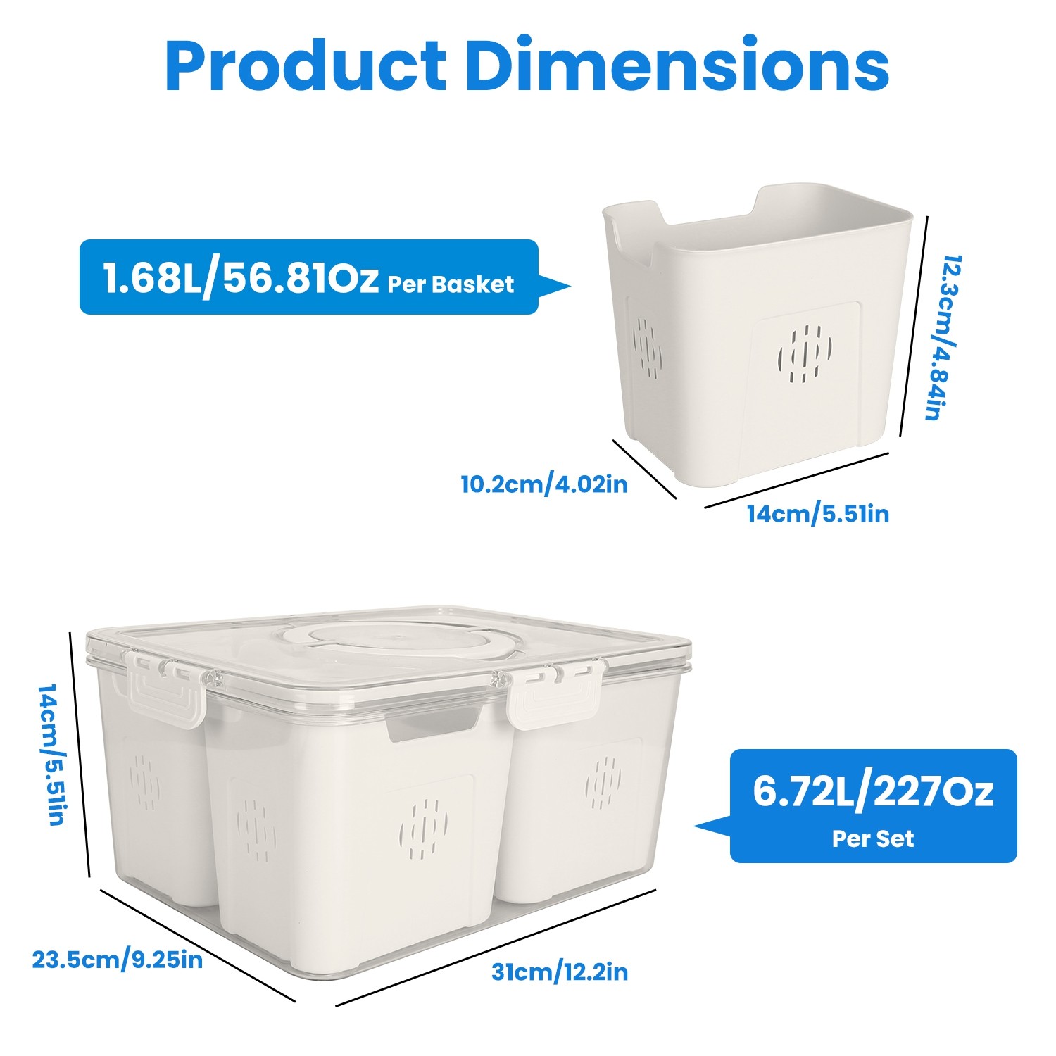Airtight Food Storage Containers Set Of 2 Featuring 8 Removable Colanders