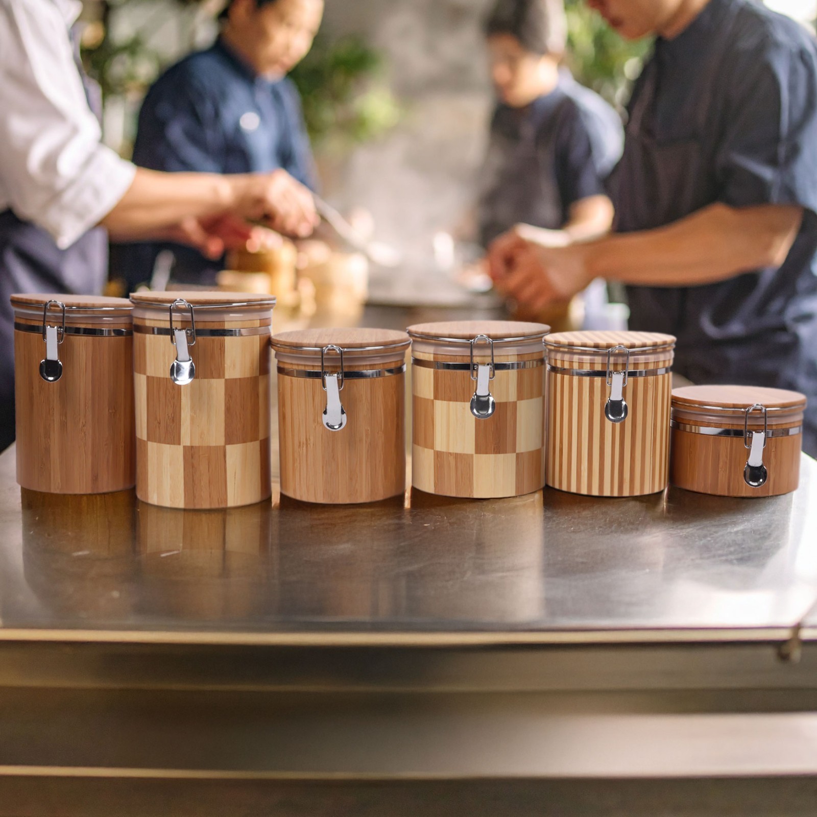 Hinged Cylindrical Bamboo Container – 6″ x 5.25″ – Multiple Styles