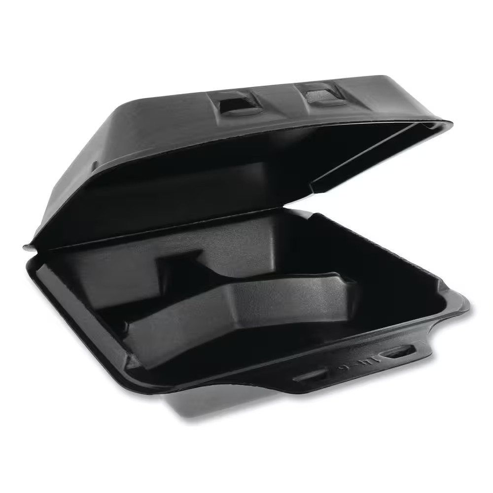 9 In. X 9.5 In. X 3.25 In. Large 3-Compartment Black Smart Lock Foam Hinged Cont