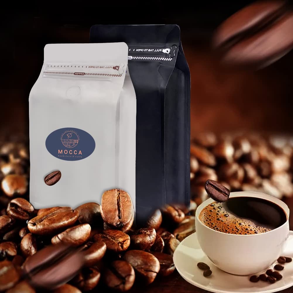 DMpcakDM Coffee Bags with Valve(16 oz,1 lb,50pcs) Black High Barrier Aluminum…