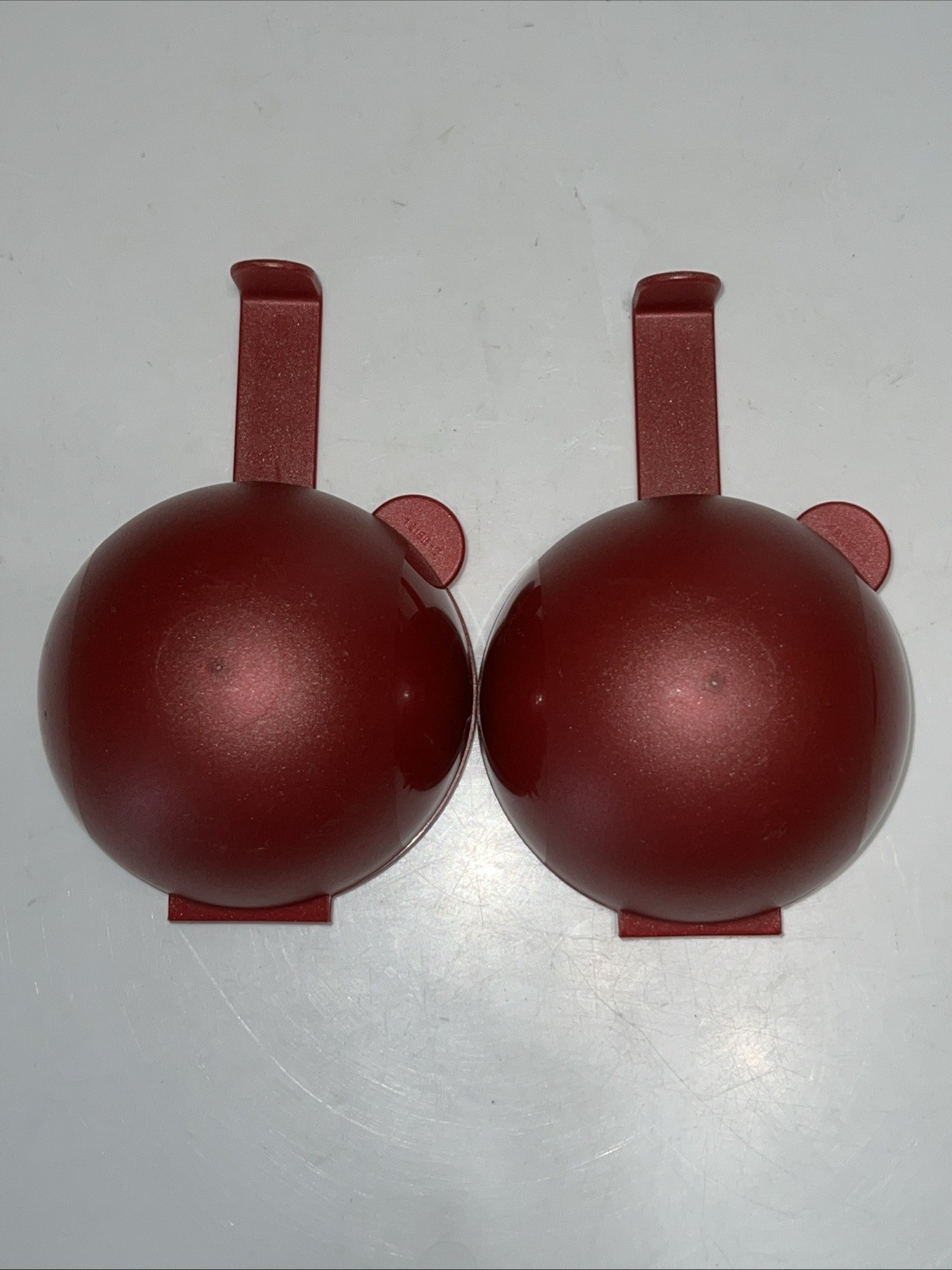 Set 2 Vintage Tupperware Forget Me Not Onion/Tomato Hanging Keeper RED Garnet