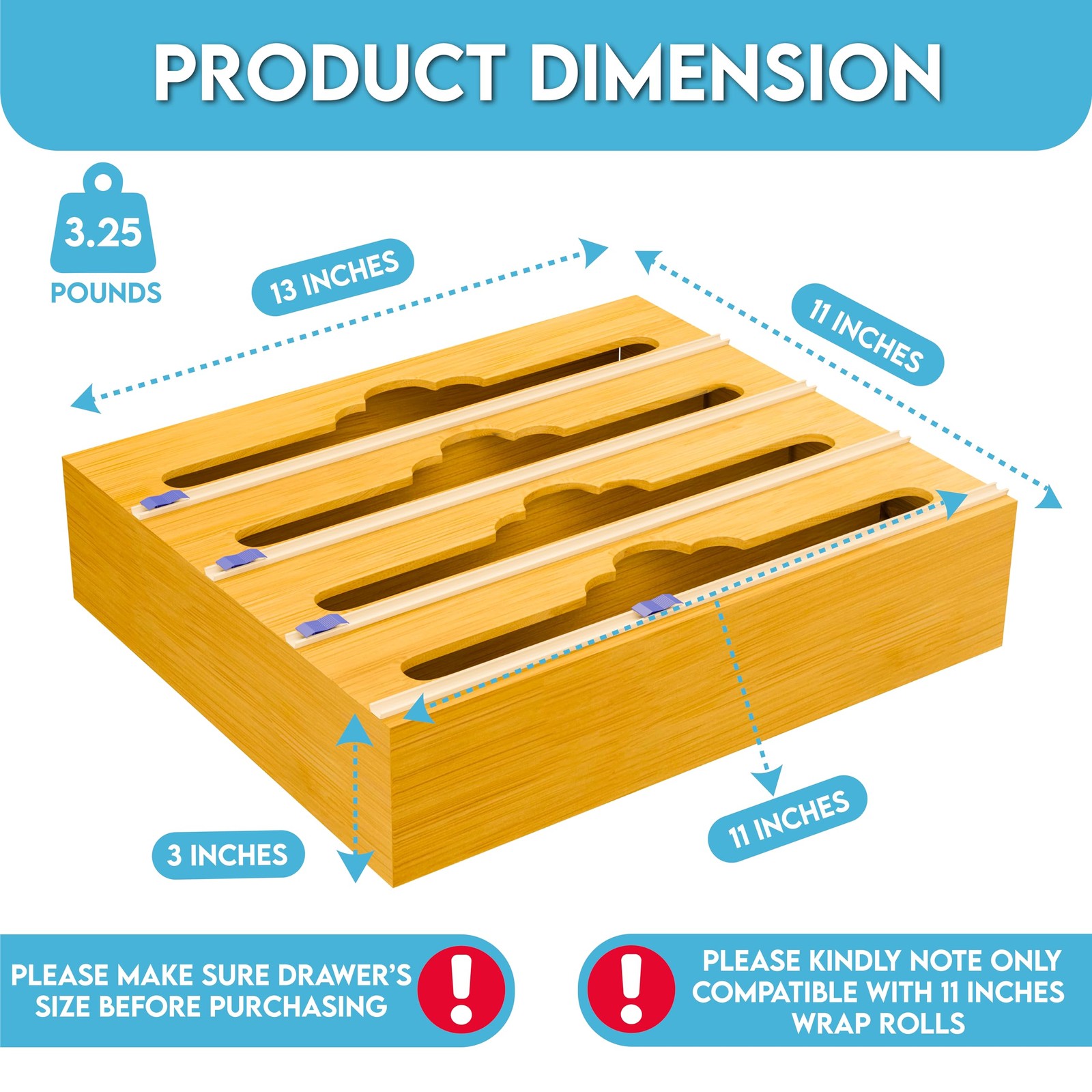Bamboo Aluminum Foil Organizer & Plastic Wrap Dispenser with Cutter – 4 in 1 …