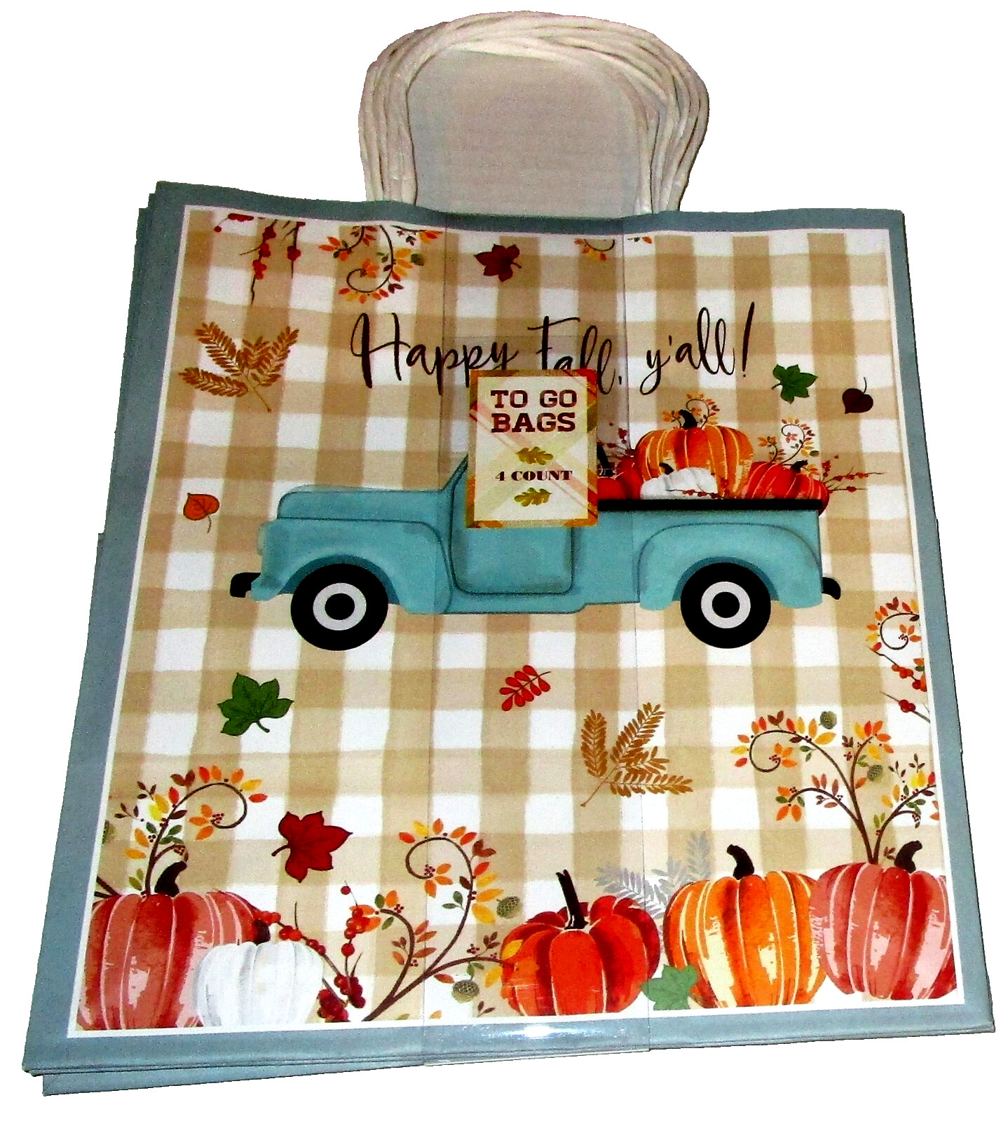 FALL/THANKSGIVING LEFT OVER TO-GO-BAGS ~ 10″W x 11 1/2″H HAPPY FALL Y’ALL 4 Ct.
