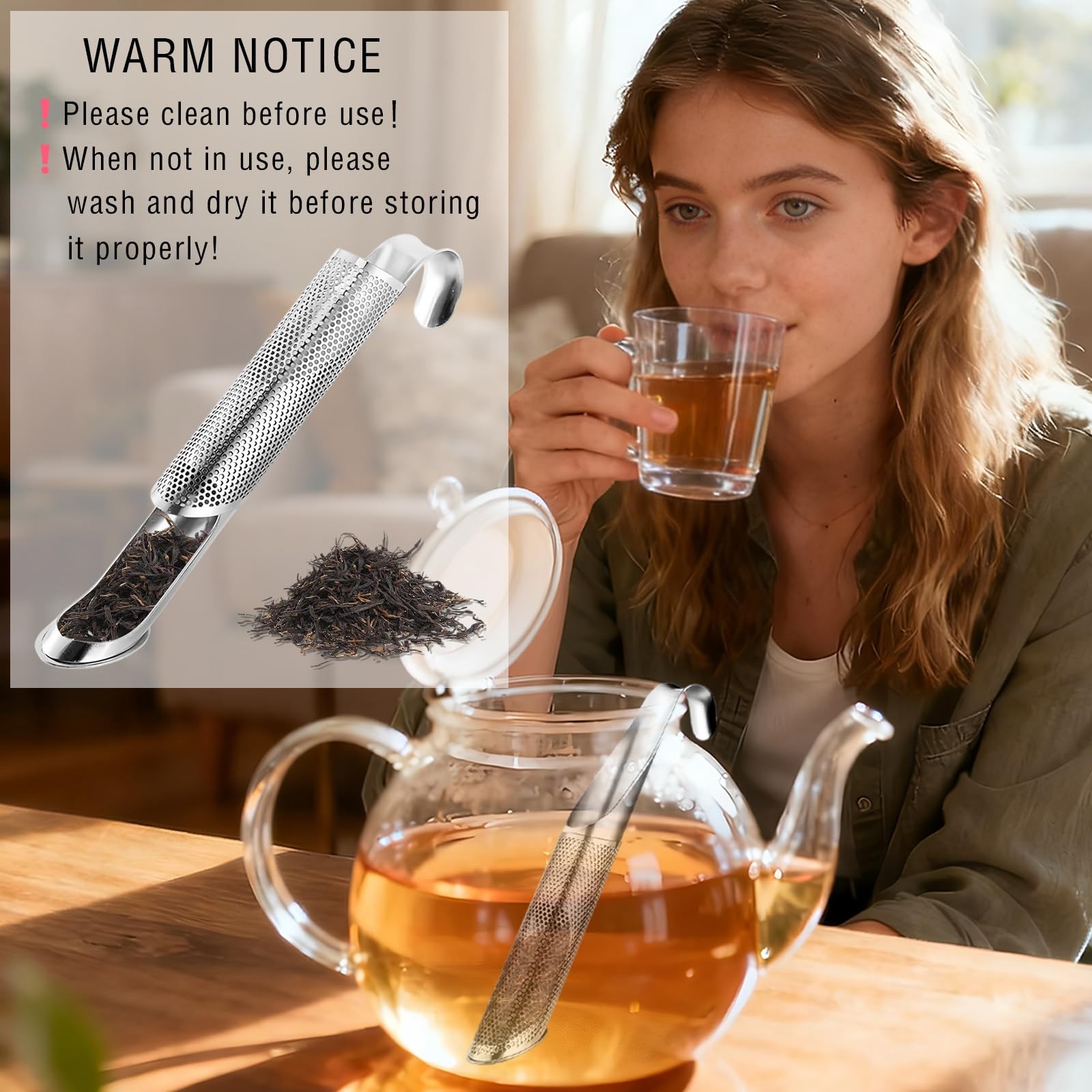 304 Stainless Steel Tea Infuser for Loose Leaf 14.6*2CM, Silver