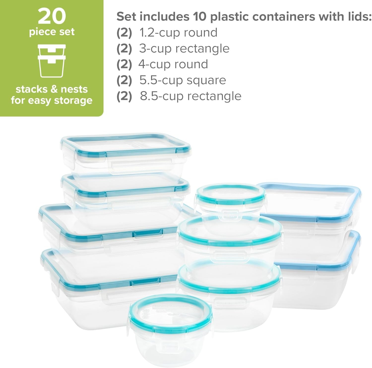 Snapware Plastic Total Solutions (10-Pack, Mixed Sizes) Food Storage Containers