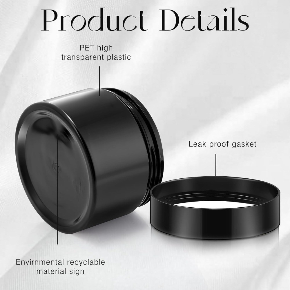 6 Pack 1 oz Plastic Jars with Lids, Wide Mouth Refillable Leakproof Containers,