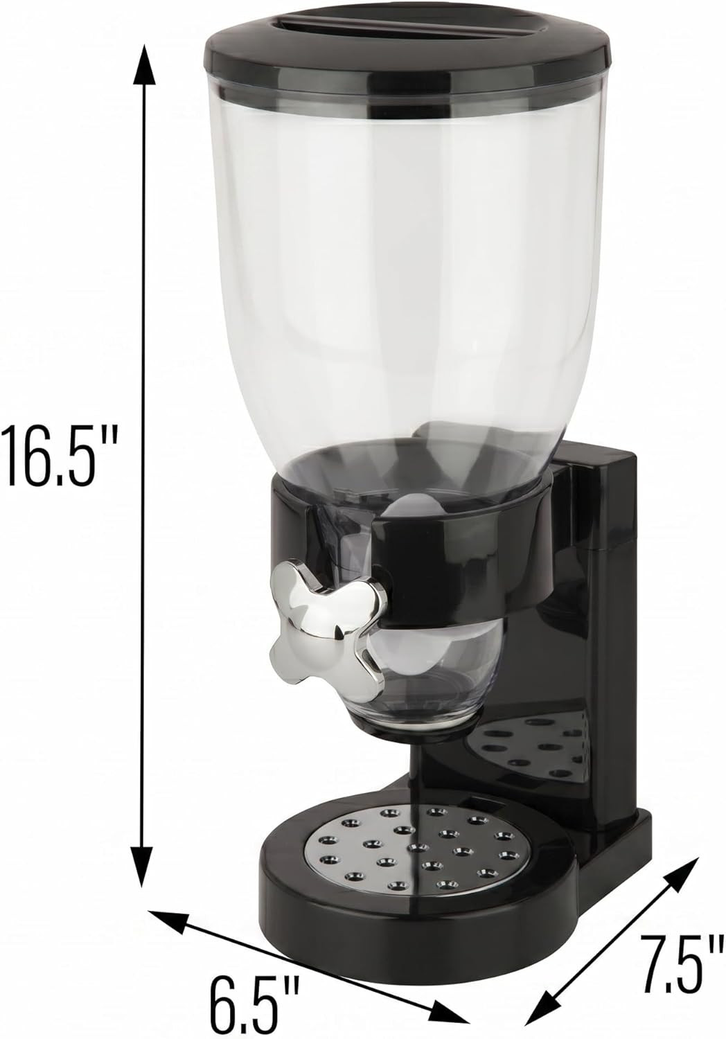 Honey-Can-Do Dry Food Dispenser, Single Control, Black/Chrome