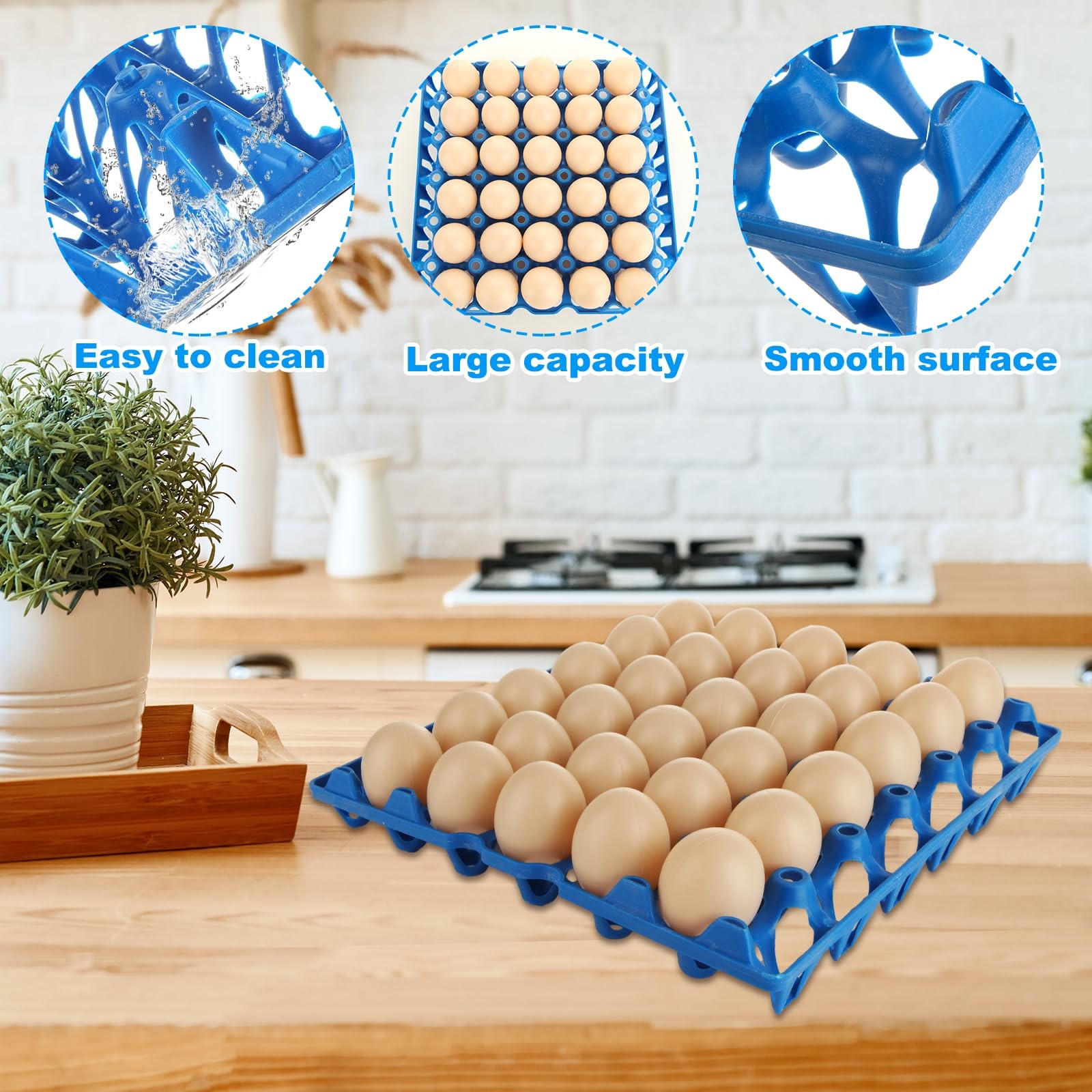 LOYORTY 12PCS Plastic Egg Trays Egg Crates, Stackable Eggs Cartons Egg Flats,…
