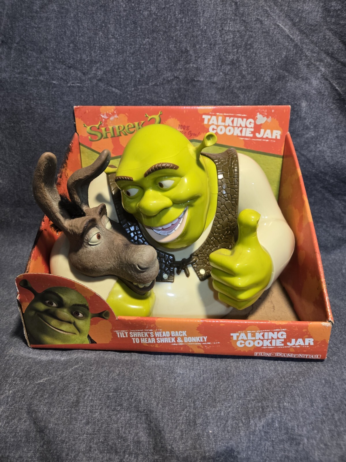 Rare Shrek & Donkey 2004 Talking Cookie Jar 2 Speaker Tested Working Condition