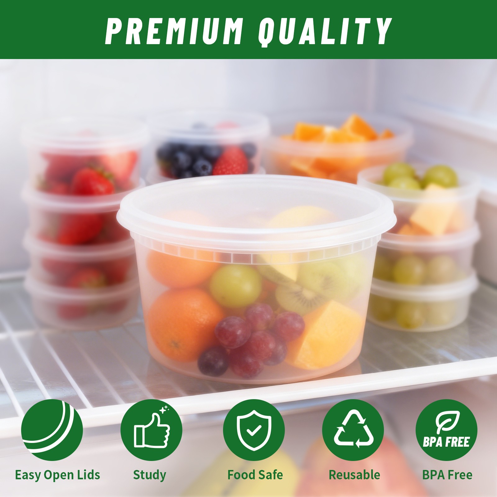 480PCS 16oz BPA Free Deli Containers Leakproof Round w Lids Bulk Pack Value Set