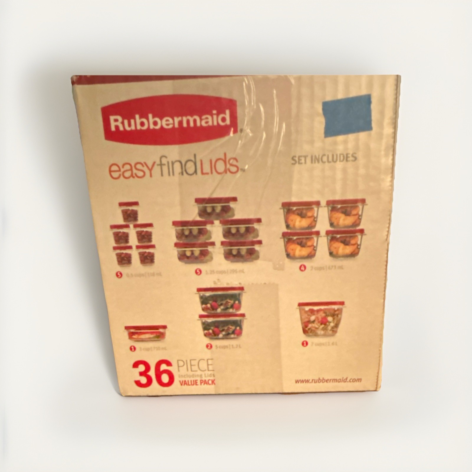 Rubbermaid Easy Find Lids 36-Piece Plastic Food Storage Set Clear Red Snap Lid
