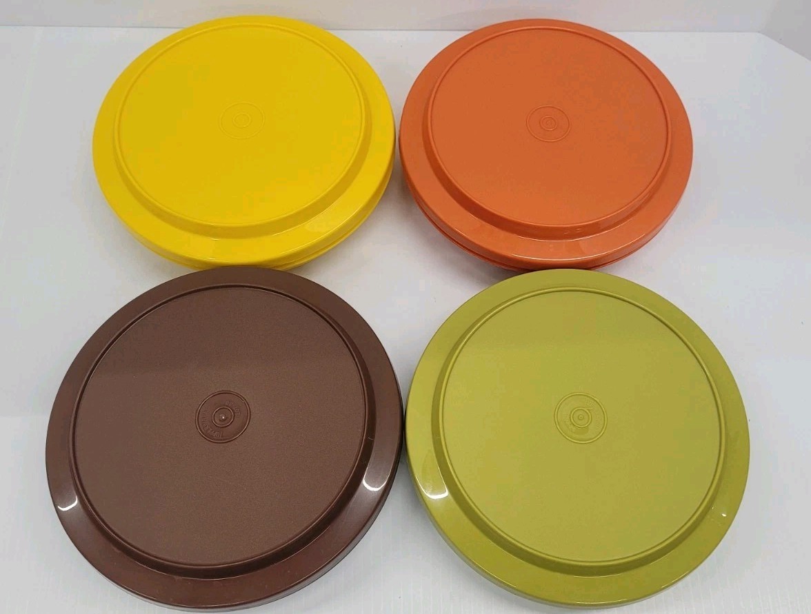 70s 80s Tupperware #1206 Harvest Colors Seal N Serve 4 Bowl Set Storage W Lids