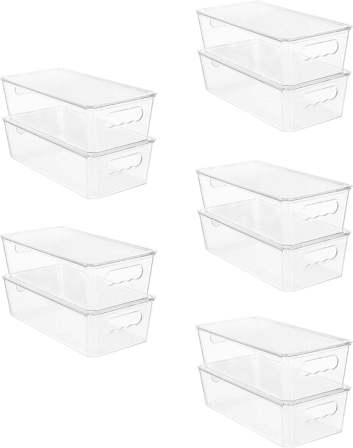 8pcs Clear Organizers and Storage Bins with Lids, Stackable Plastic Storage C…
