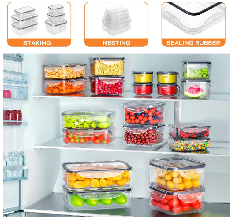 40pc Plastic Food Storage Containers Set Airtight Leakproof Meal Prep BPA Free