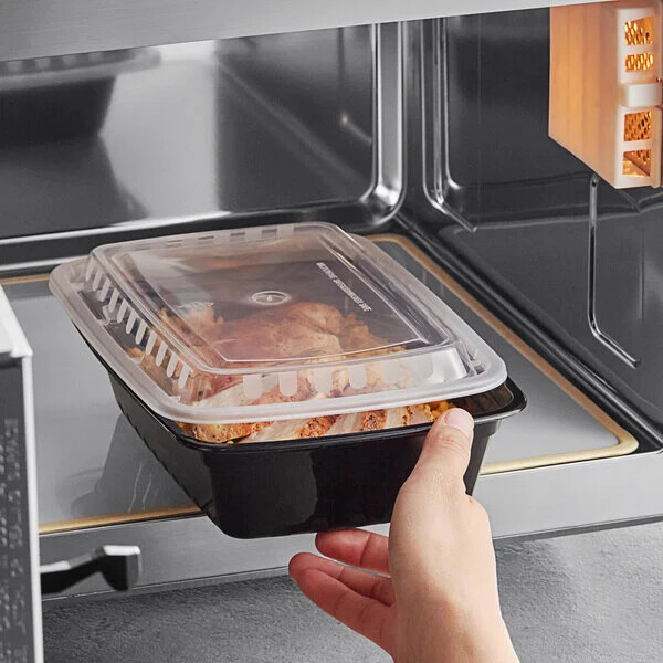 38 oz Rectangle Microwavable Heavy Weight Container w/ Lid, 8 3/4″ x 6 1/4″ x 2″