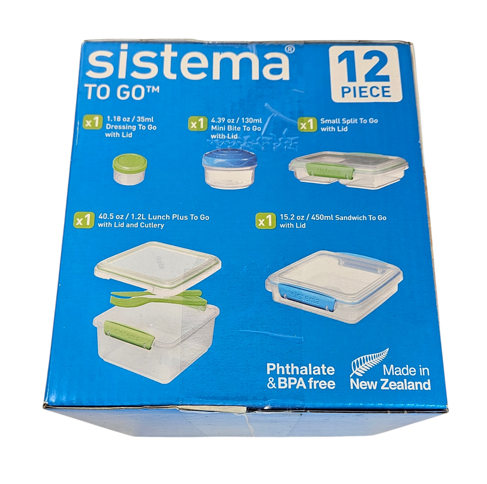 SISTEMA TO GO LOCKING LID LUNCH PACK SET BENTO PHTHALATE & BPA FREE 12pc SEALED