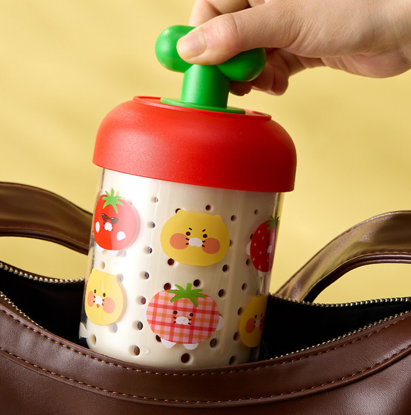 Kakao Friends Choon Dorak Fruit Pot Cup 360ml With Spoon & Fork Set Portable