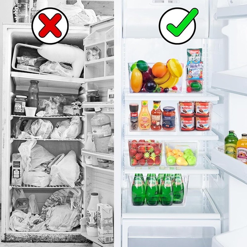 Premium BPA-Free PETG Clear Plastic Storage Bins Pantry & Fridge Organization US