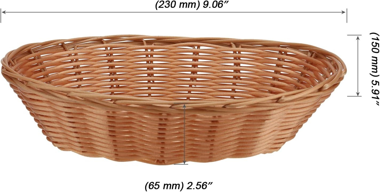 20 Pack 9 x 6 x 2.6 Inch Oval Woven Bread Basket Bulk, Small Fruits Gifts Basket