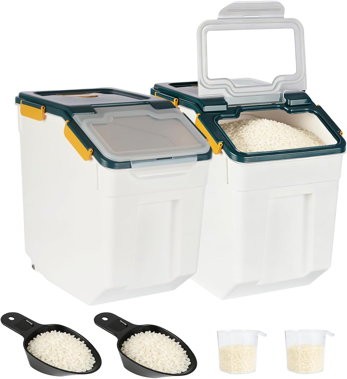 2 Pack Rice Container 50 lbs Large Bulk Flour Sugar Storage Holdhouse Plastic
