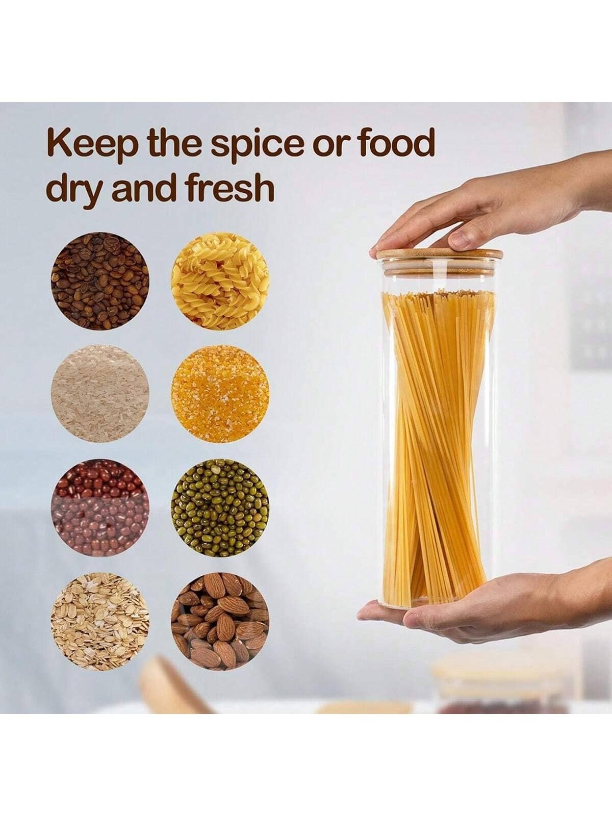 New TumaHome Glass Food Storage Jars With Lids 66oz 3 Pack Pantry Kitchen