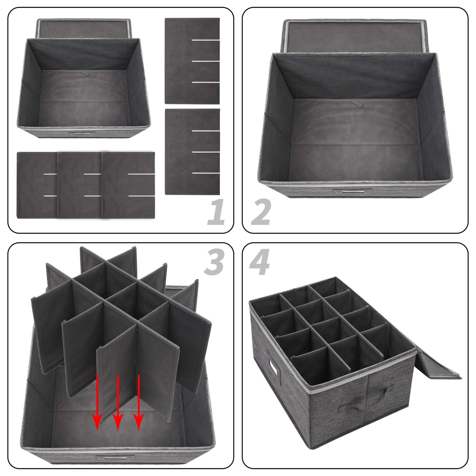 Stemware Storage Containers (2 pack), Wine Glass Storage Box with Dividers…