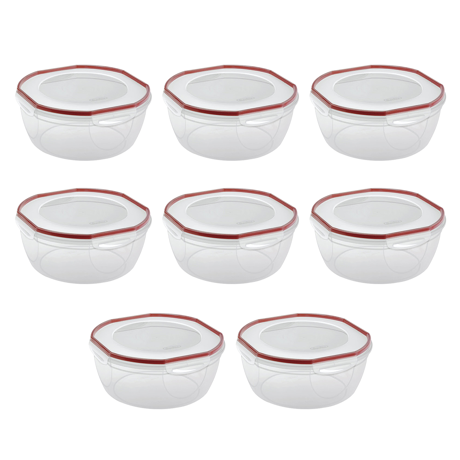 Sterilite Ultra Seal 8.10 Quart Plastic Food Storage Bowl Container, 8 Pack