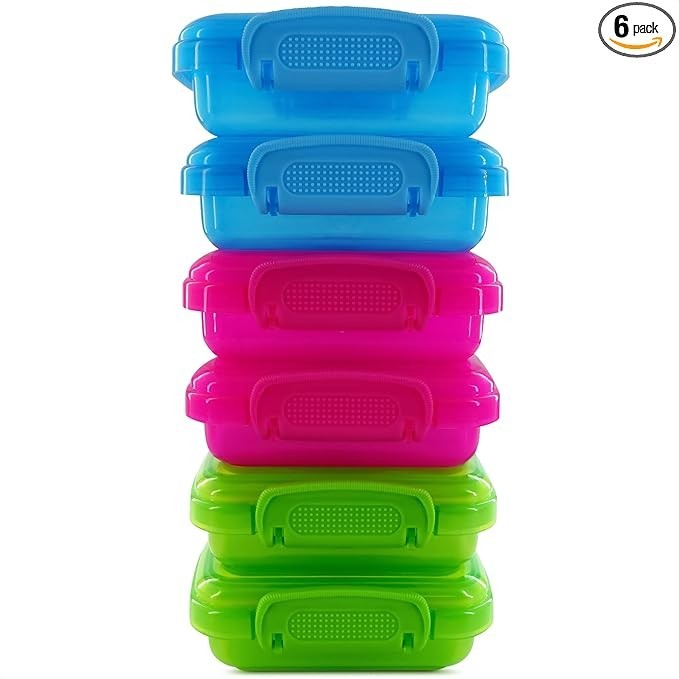 6 Pcs Lock Top Snack Containers W/Lids 4.6 Oz Small Snap Storage Containers