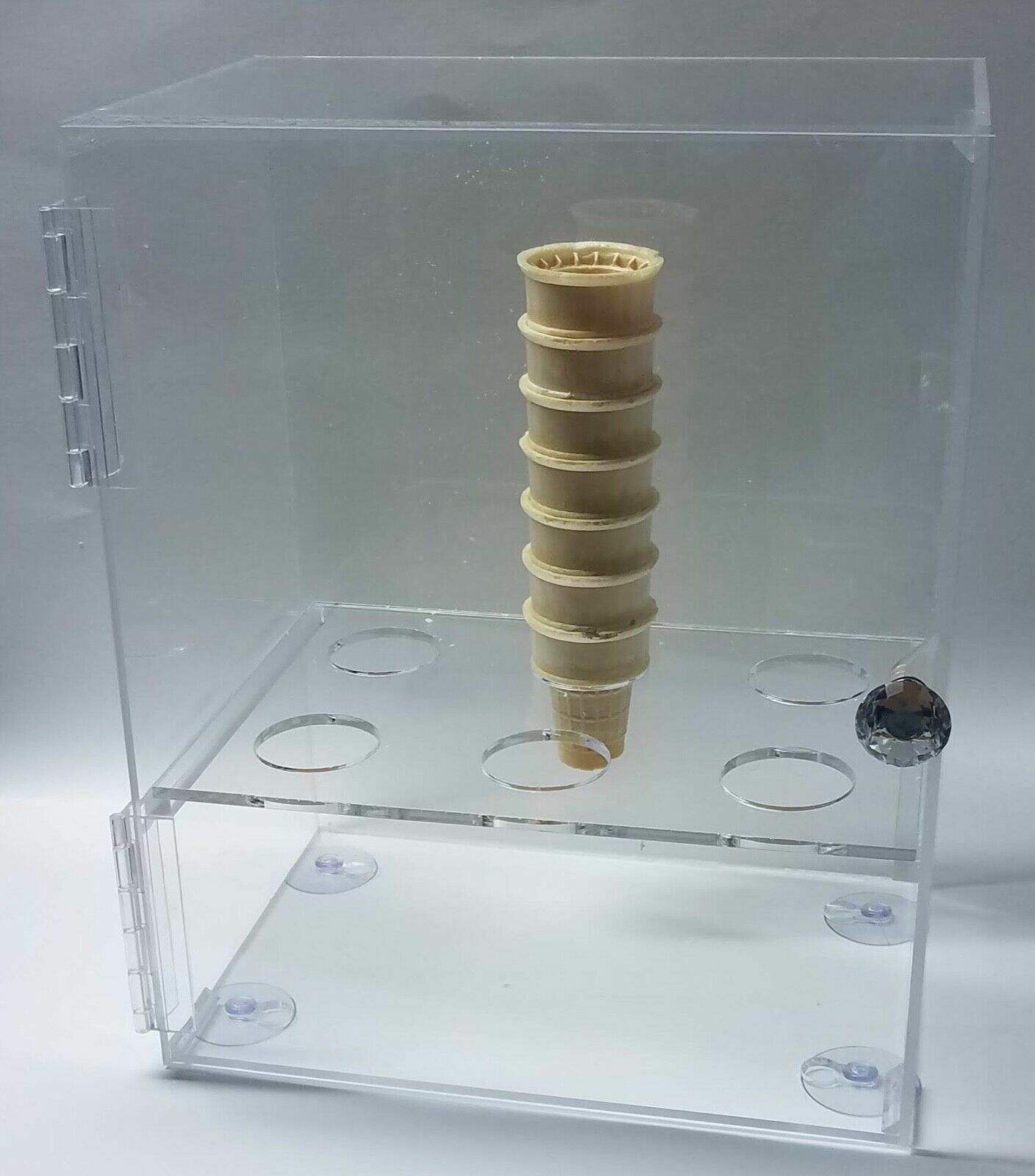 INTSUPERMAI Acrylic Ice Cream Cone Display Case Cabinet Square Showcase 9 Holes