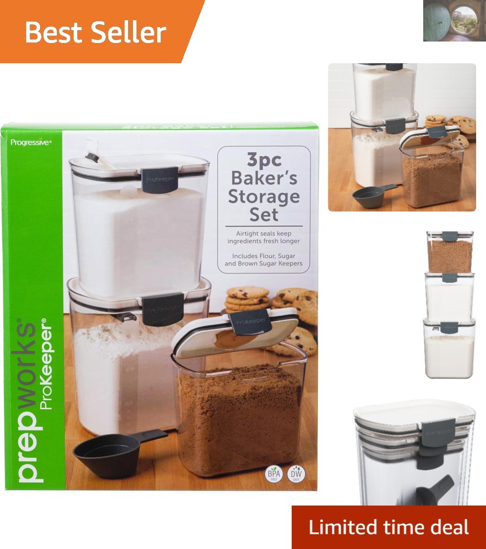 Elegant 3-Piece Baking Storage Set with Airtight Flour, Sugar Canisters – 9.7Q