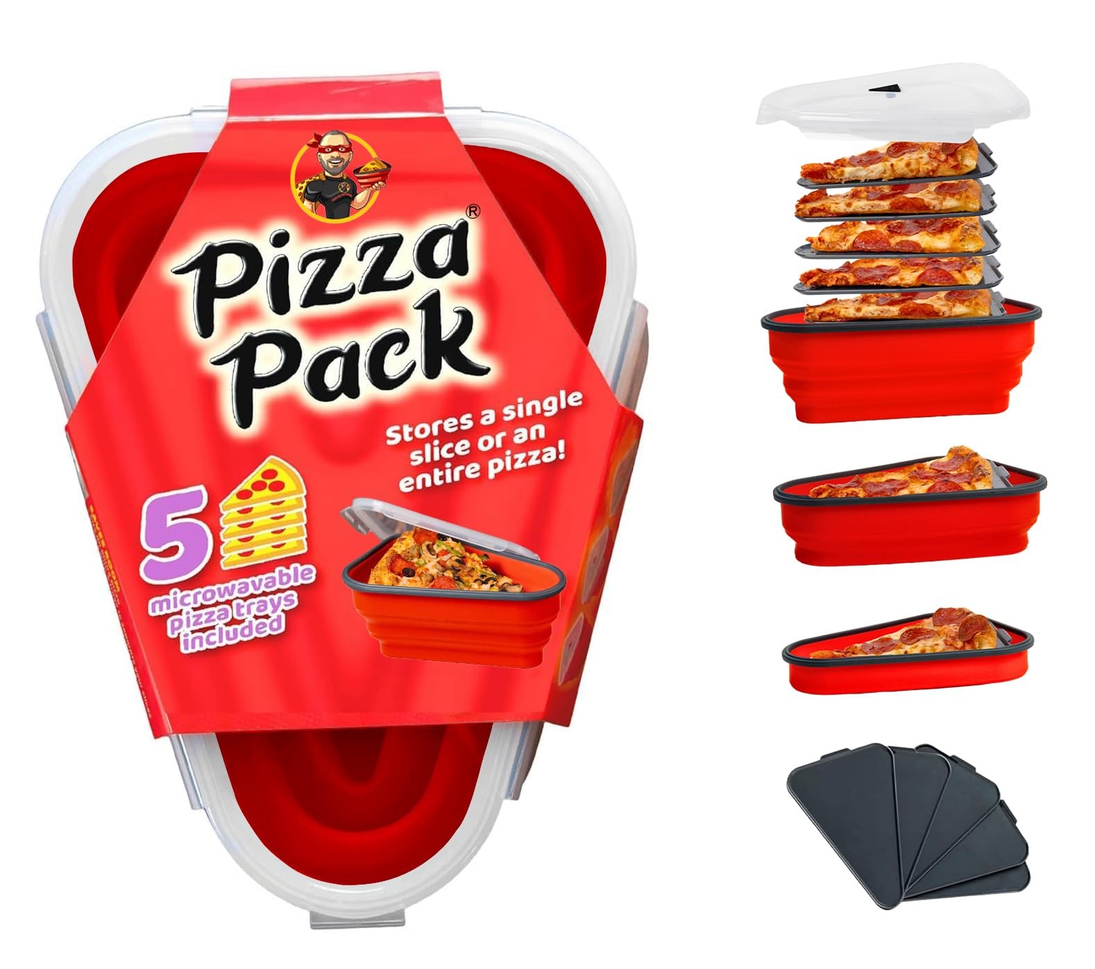 Reusable Pizza Storage Container with 5 Microwavable Serving Trays – BPA-Free Ad