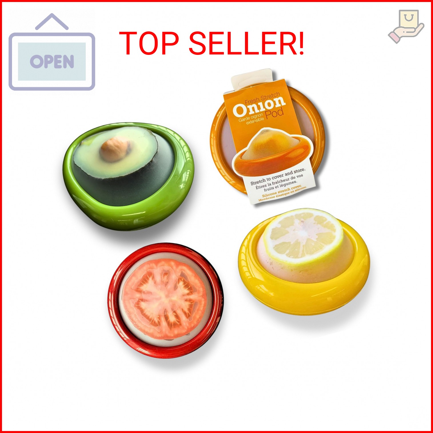 Set of 4 Reusable Avocado Saver and Onion Storage– Eco-Friendly – Keep Leftovers