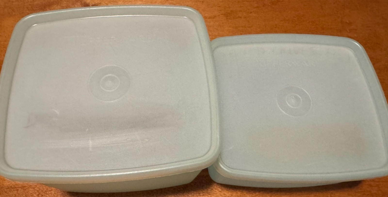 2 Vintage Tupperware 311 Pastel Square Storage Containers w/ Sheer Lids