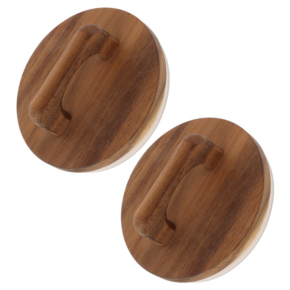 2 Pcs Storage Sealing Lid Wide Mouth Canning Lids Wooden Jar Acacia