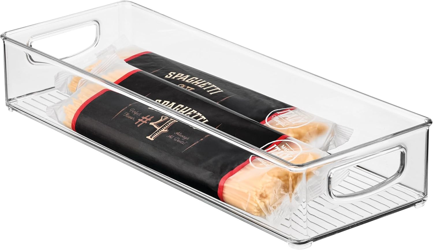 Stackable Clear Plastic Extra Long Pantry Organizers, 4-Pack | Cabinet Storage B